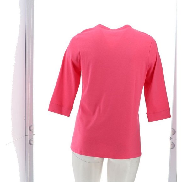 NWT DENIM & CO. ESSENTIALS 3/4 SLEEVE‎ TUNIC PINK XXS - Picture 5 of 12